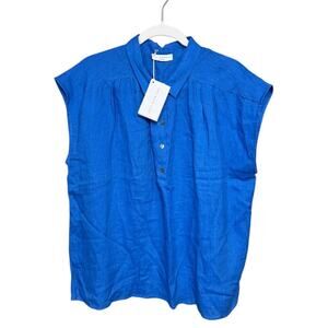Neu Nomads Royal Blue Berkeley Blouse - 100% Linen - NWT - Size Medium